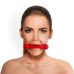 Кляп Палиця, силікон та натуральна шкіра, Art of Sex - Gag Stick Silicon, Червоний Art of Sex SO6704 95111