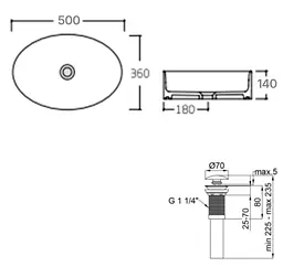 Комплект Qtap Kolibri: Раковина накладна овальна 500x360x140 мм White + Донний клапан PU02 (QT10113054WN47311) - мініатюра 6