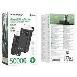Універсальна мобільна батарея BOROFONE BJ65A High 22.5W+PD20W+four-cables 50000mAh чорна