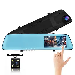 Дзеркало для машини L1022 L9003 Touch screen 4.3" 1080P Full 2 камери - мініатюра 2