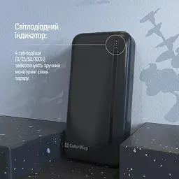 Батарея універсальна ColorWay 20 000 mAh Portable Charger (USB/QC3.0 + USB-C/PD/22.5W) Black (CW-PB200LPB4BK-PD) - мініатюра 11