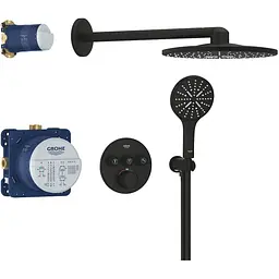 Душова система прихованого монтажу Grohe Grohtherm Smartcontrol з Rainshower SmartActive 310 34863KF0, Чорний матовий