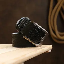 Шкіряний ремінь для чоловіків 20743 Vintage чорний 138 см - мініатюра 10