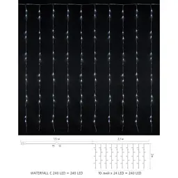 Гірлянда Delux Waterfall С 240LED 2х2 м білий/прозорий IP20 (90018001) - мініатюра 2