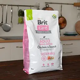 Сухий корм Brit Care Dog Sustainable Adult Small Breed для собак малих порід, з куркою та комахами, 3 кг - мініатюра 8