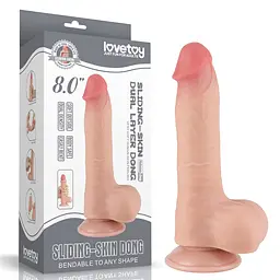 Фалоімітатор Sliding-Skin Dual Layer Dong 8'' 20 см тілесний - мініатюра 15