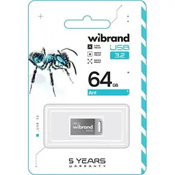USB флеш накопичувач Wibrand 64GB Ant Silver USB 3.2 Gen 1 (USB 3.0) (WI3.2/AN64M4S) - мініатюра 2