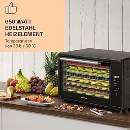 Дегідратор-сушарка для овочів фруктів Klarstein Mega Jerky 650 Вт 35-80°C (10034439) - мініатюра 2
