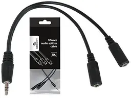 Перехідник адаптер Cablexpert CCA-415-0.1 м Mini-Jack 3.5 мм 2 x Mini-Jack 3.5 мм чорний - мініатюра 2