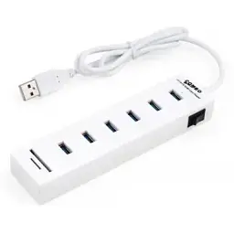 Концентратор Vinga 6xUSB2.0 + card-reader with switch 0.8m (VCP2H6USBCRSWWH)
