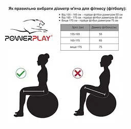 М'яч для фітнесу PowerPlay 65 см fit0008745 - мініатюра 6