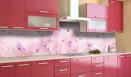 Вініловий кухонний фартух Квіткова ніжність наклейка для кухні ПВХ польові Квіти Рожевий Happy Pocket Z181573 - мініатюра 2