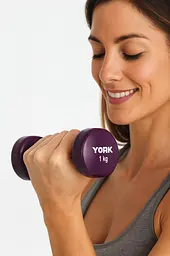 Гантелі для фітнесу вінілові круглі York Fitness 2х1кг фіолетовий - мініатюра 4