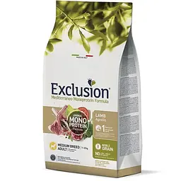 Сухий корм для дорослих собак середніх порід Exclusion Noble Grain Adult Lamb Medium Breed, з м’ясом ягняти, 12 кг