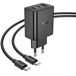 МЗП Hoco N50 Scenery PD45W (1USB-A/2C) + кабель Type-C to Type-C Black - мініатюра 3