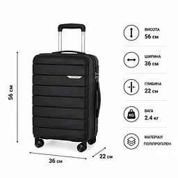 Валіза Wings MUR01 мала 40л чорна (MUR01-S-Black) - мініатюра 2