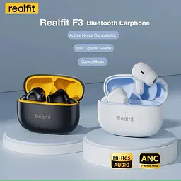 Bluetooth-навушники Realfit F3 з активним шумопоглинанням. Чорні  - мініатюра 3