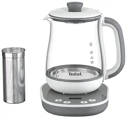 Електрочайник Tefal Tastea tea maker 1.5 л скло заварник біло-сірий kuh0015326 - мініатюра 2