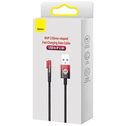 Дата кабель USB 2.0 AM to Lightning 2.0m 2.4A 90° corner black/red Baseus (CAVP000120) - мініатюра 5