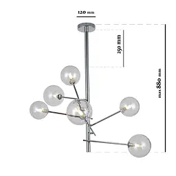 Люстра стельова LED Levistella 761LLP01-6 CR+CL, 6 ламп G9, хром, прозоре скло, сучасний стиль - мініатюра 2