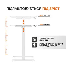 Електричний стіл для роботи сидячи та стоячи з регулюванням висоти Itech MT12BW - мініатюра 5