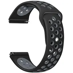 Ремінець Boorui для годинника 22 мм Nike design чорний з сірим (з кнопкою)