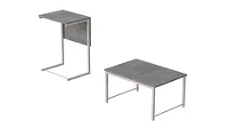 Стіл журнальний приставний Террі Комбо Ferrum-decor 345x662x440 Білий метал ДСП Бетон 16 мм (FRD-105149) - мініатюра 3