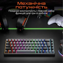 Клавіатура Meetion MK12 Bluetooth/USB Type-C Black (MT-MK12-A-RUA) - мініатюра 4