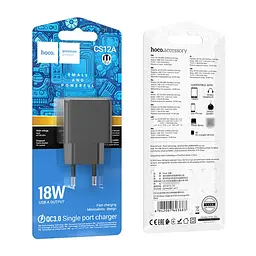 Мережевий зарядний пристрій Hoco CS12A USB 18W чорний - мініатюра 6