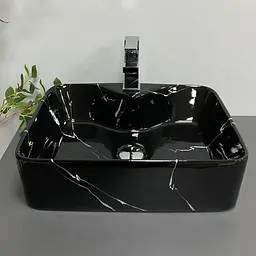 Умивальник VBI Forli black marmo glossy накладний VBI-011107, Чорний - мініатюра 5
