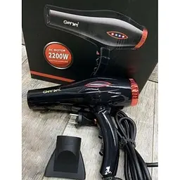 Фен для волосся Gemei GM 1770 2200 Вт Чорний - мініатюра 6