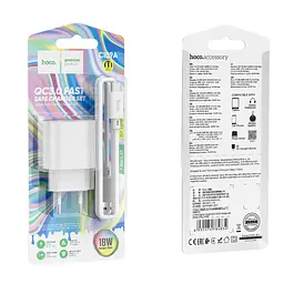 Зарядний пристрій Hoco C109A USB QC 18W білий + кабель USB to Type-C - мініатюра 5