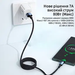 Кабель Essager Sunset USB-A – Type-C 100W 7A, швидка зарядка QC, 1 м - мініатюра 2