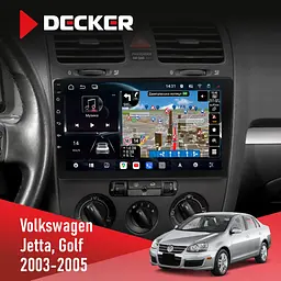 Штатна магнітола Volkswagen Golf 2003-2008 Decker D10-011 4x64, DSP, 4G, 360 Decker (НФ-00006601)