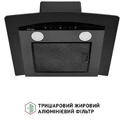 Витяжка декоративна зі склом Perfelli GRASSI 6PWB NERO - мініатюра 7