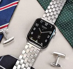 Браслет BeWatch для Apple Watch series 3/4/5/6 із шириною корпусу 38/40мм Quadro сталевий Сріблястий (1024405) - мініатюра 4