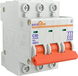 Модульний автоматичний вимикач 3p - 50A - С (ECO010030008) ECOHOME