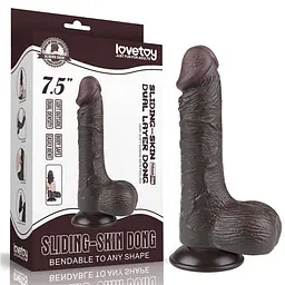 Фалоімітатор - Sliding-Skin Dual Layer Dong 7.5" Black #3