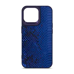Кожаный чехол для Apple iPhone 14 Pro Max, Harder Snake Pattern, синий, термополиуретан ТПУ + экокожа с текстурой змеиной кожи, панель, защита корпуса, противоударный, микрофибра, рамка вокруг камеры, защита всего корпуса, (ARM76814)