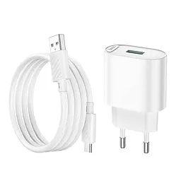 Блок Адаптер сетевой HOCO Micro USB Cable Fighter single port charger C109A 18W білий - мініатюра 6