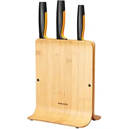 Fiskars Набір ножів Functional Form з бамбуковою підставкою, 3 шт