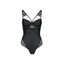 Боді з еко-шкіри та мережива Passion LOONA BODY S/M, black - мініатюра 3