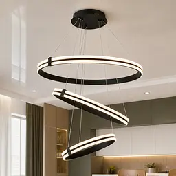 Велика триярусна LED люстра MD78099/80+60+40BK Artlight із чорними кільцями