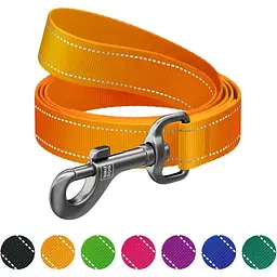 Повідець для собак нейлоновий Waudog Nylon Mono, світловідбивний, S, Ш 15 мм, Дов 200 см, помаранчевий