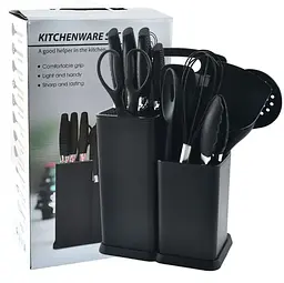 Кухонний набір ножів та аксесуарів Kitchenware Set, 20 предметів ∙ Інструменти для кухні з підставкою та обробною дошкою