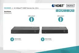 Набір подовжувачів Digitus DIGITUS HDMI, HDBaseT, UHD 4K2K@60Гц, (CАТ6А, 7,8), 150м - мініатюра 2