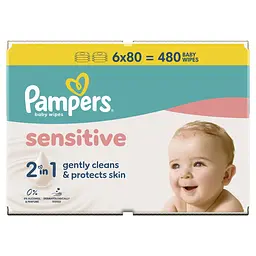 Набір дитячі вологі серветки Pampers Sensitive 480 шт. - мініатюра 2
