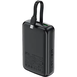 УМБ Acefast 20000mAh 22,5W PD,QC3.0 USB-A+USB-C In/Out,built-in cable M14 Black - мініатюра 2