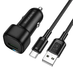 Автомобільний зарядний пристрій BOROFONE BZ34 Cloud single port QC3.0 car charger set(Type-C) Чорний