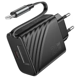 МЗП Hoco N57 Full PD20W with retractable cable Type-C (2USB-C) Black - мініатюра 4